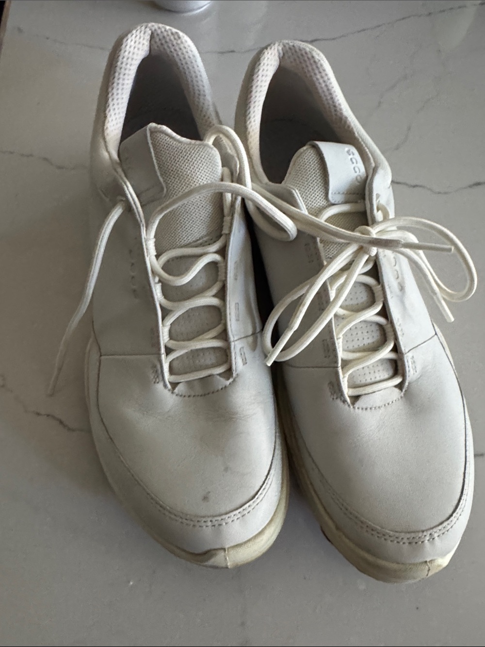 Ecco Men's White Leather waterproof golf shoes